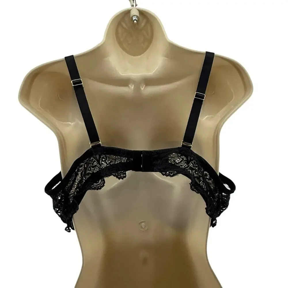 ThirdLove 24/7 Lace Balconette Bra Black Tan Womens 40D